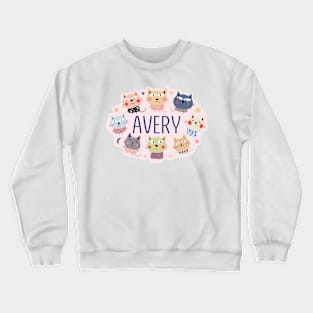 Avery name with cartoon cats Crewneck Sweatshirt